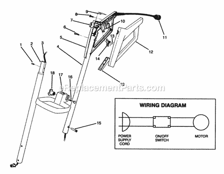 Handle Assembly Diagram and Parts List for 38305C 1000001-1999999 - 1991 Lawn Boy Snow Blower
